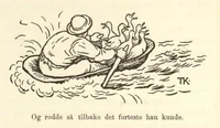 Og rodde så tilbake det forteste han kunde.