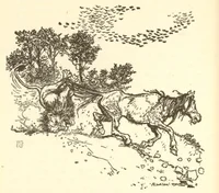 Hest drar løve